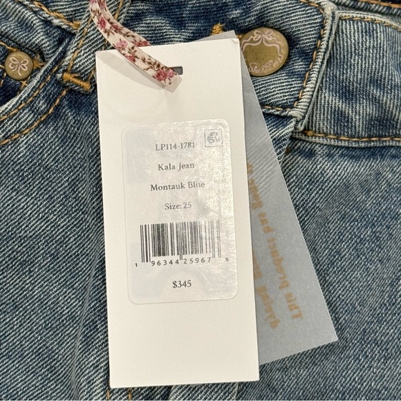 Love Shack Fancy Kala Flare Jeans High Rise Bow Detail Montauk Blue Size 25 New - Picture 12 of 15